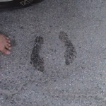 Ken Bob's foot prints, left by naturally oily soles