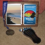 Finish award and first barefoot marathon finisher