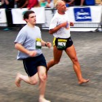 Scott and Todd finishing the 5K on Saturday