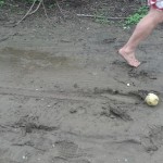 Ken Bob's foot in the mud (and a gourd)
