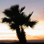 Sun setting in Sunset Beach CA