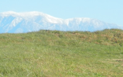 Chino Hills State Park with snow covered mountains in background