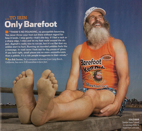 To Run Only Barefoot (2009 November) Runner’s World