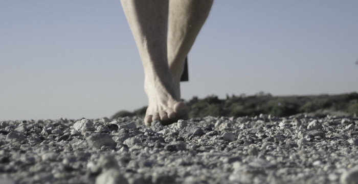 running barefoot on gravel