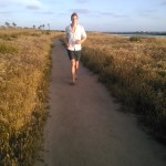 Jeroen running on trails in the Bolsa Chica Nature Preserve