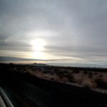 Sun rising over the desert