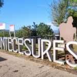 2024 Sep 27 -Pontecesures Sign and Pilgrim Silhouette